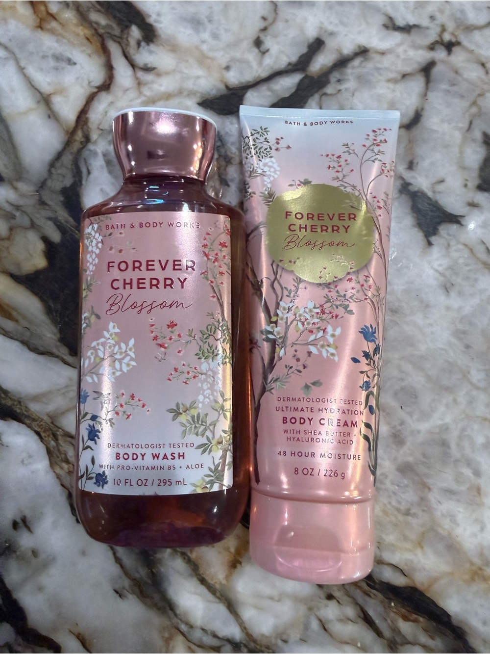 Bath & Body Works Forever Cherry Blossom Body Wash & Body Cream Set